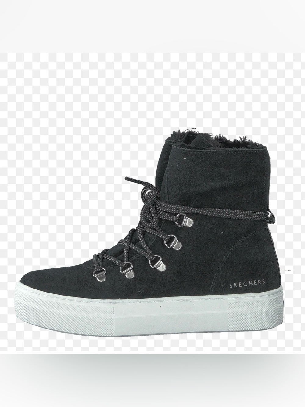 Skechers Size 9 Alba High Hugs Boots Sneaker Black Suede Faux Fur Lining Comfy